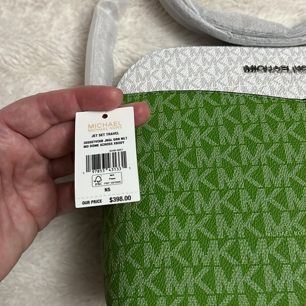 Michael Kors Green and White Crossbody Bag - Picture 3 of 10